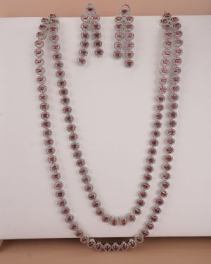 Elegant 2 layer long Neckset with Earring