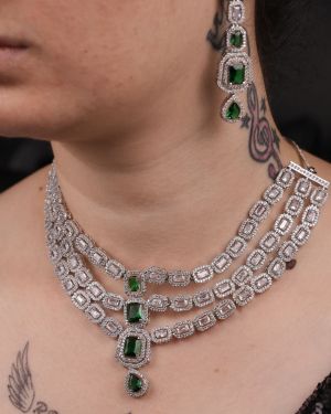 long Silver Plating Neckset Designer