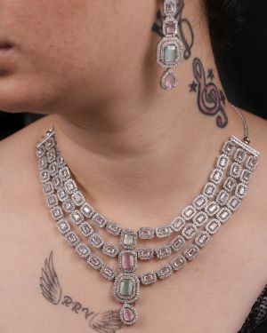 long Silver Plating Neckset Designer