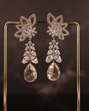 Olivia stone earrings-Dual tone