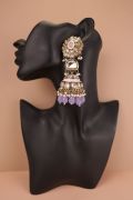 Pearl Jhumkas with Kundan Floral Earrings