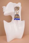 Pearl Jhumkas with Kundan Floral Earrings