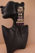 Pearl Jhumkas with Kundan Floral Earrings