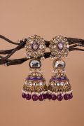 Pearl Jhumkas with Kundan Floral Earrings