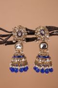 Pearl Jhumkas with Kundan Floral Earrings