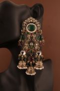 Elegant Multi Jhumki Kundan Earrings