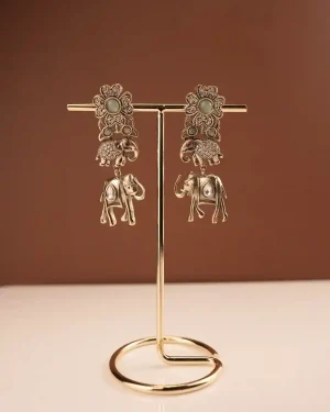 Anitque Golden colour elephant design dangle earring