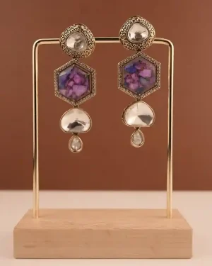 Ahana Earrings (Purple Multi stone)