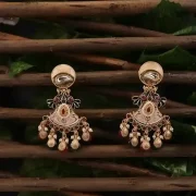 Ijaya Golden green and red earrings