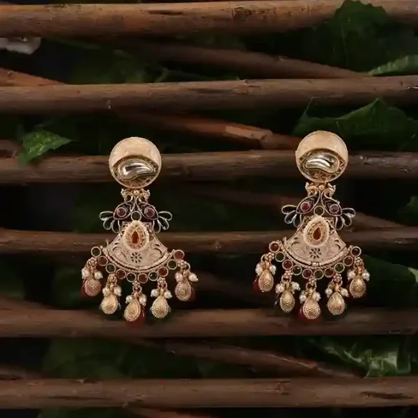Ijaya Golden green and red earrings