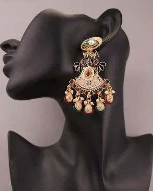 Ijaya Golden green and red earrings