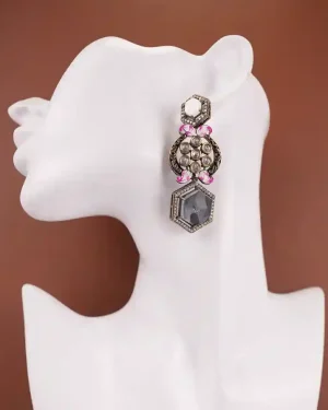 Mahi Kundan earrings-Black