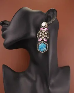 Mahi Kundan earrings-Black