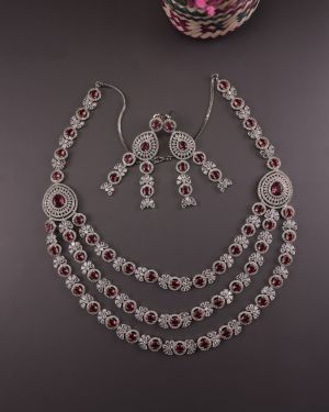 American Diamond-Studded Necklace & Earrings