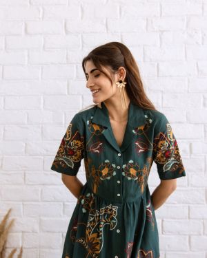 Embroidered Boho Bloom Midi Dress