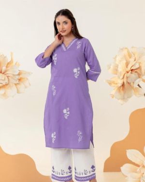 Chikankari style Cotton Co-ord set