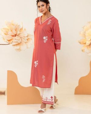 Chikankari style Cotton Co-ord set