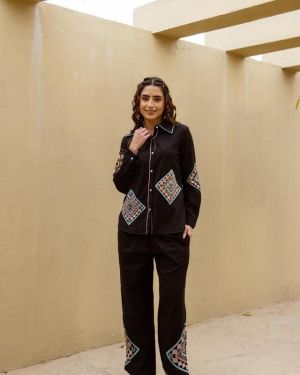 Embroidered Cotton Shirt With Pants
