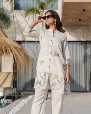 Floral designed embroidered Co-ord set