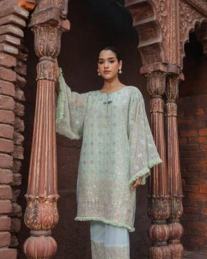 Elegant pastel embroidered co-ord set