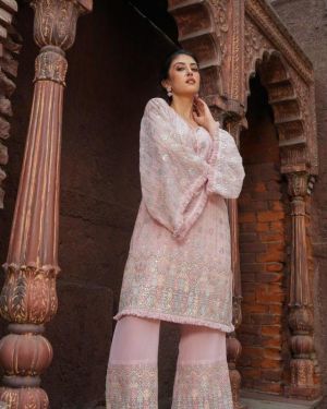 Elegant pink embroidered co-ord set