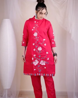 Alizey printed red co-ord set (2 piece)