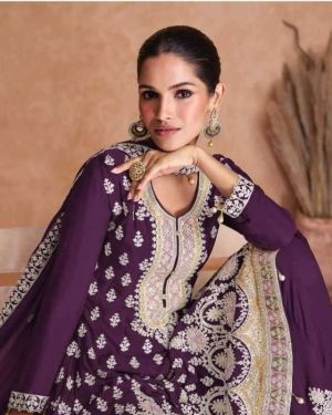 Flory gold Chinon Ghagra suit
