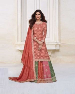 Embroidered Straight Ghagra Style Suit