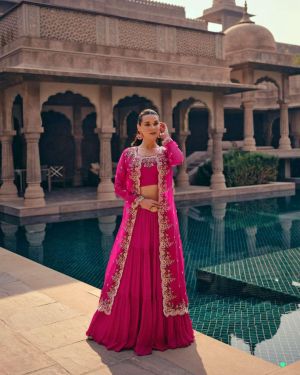 Rani Georgette Plain Work Readymade Lehenga Choli