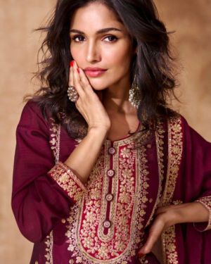 Magenta Embroidered Palazzo Suit Set