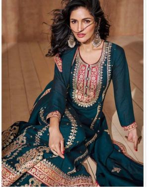 Pakistan Designer Teal Premium Silk Readymade Palazzo