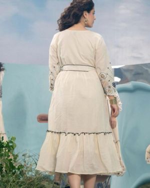 Black and White Cotton Embroidered Dress with Belt