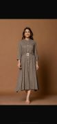 CHIC ASH GREY BELTED DRESS