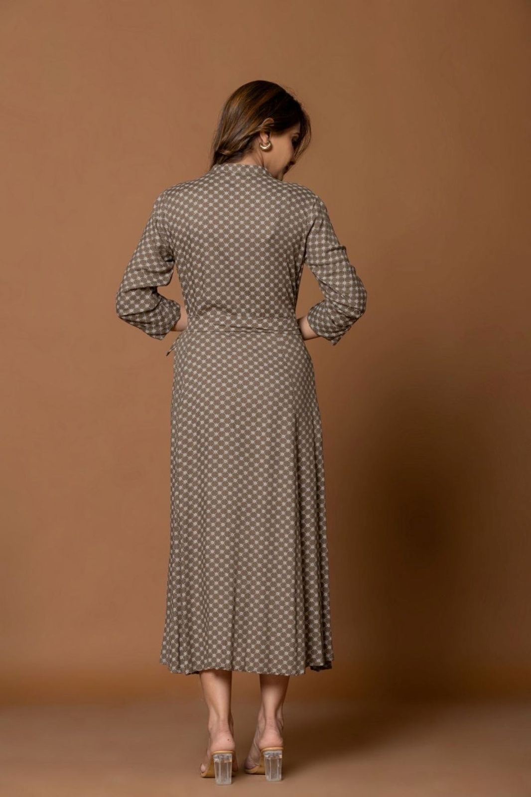 CHIC ASH GREY BELTED DRESS
