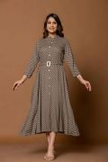 CHIC ASH GREY BELTED DRESS