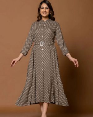 CHIC ASH GREY BELTED DRESS