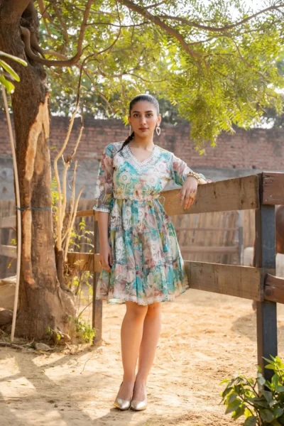 Sea Green Tunic with Multi-Design Embroidery