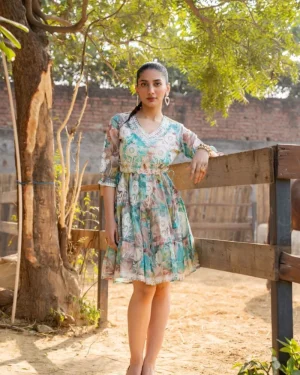 Sea Green Tunic with Multi-Design Embroidery